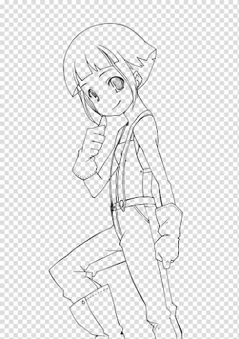 Worker lineart, anime character art transparent background PNG clipart