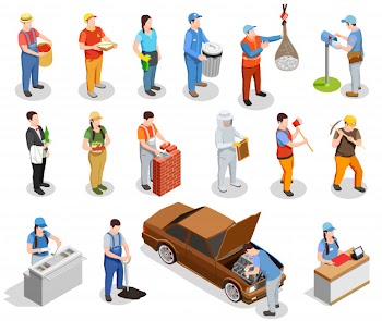 Worker professions isometric people Free Vector