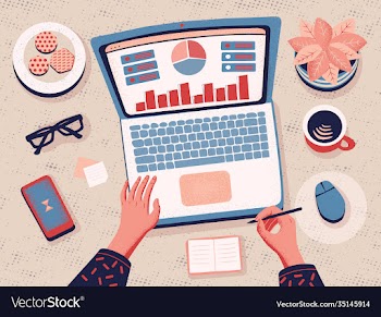 working from home data analysis top view