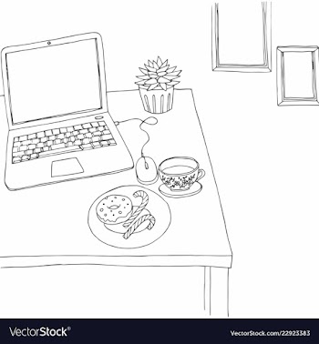  					Working space outlined black and white vector image														