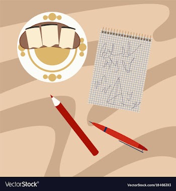 Workplace desk notes in a notebook top angle view vector image