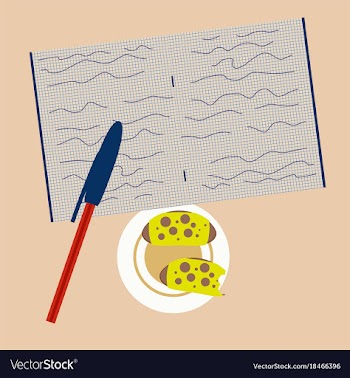 Workplace desk notes in a notebook top angle view vector image