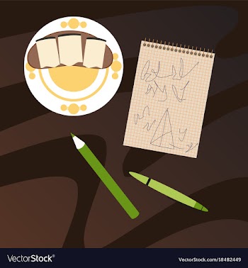 Workplace desk notes in a notebook top angle view vector image