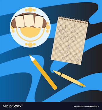 Workplace desk notes in a notebook top angle view vector image