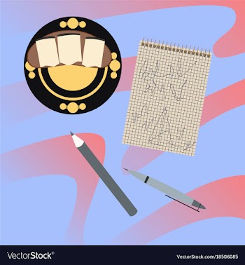 Workplace desk notes in a notebook top angle view vector image