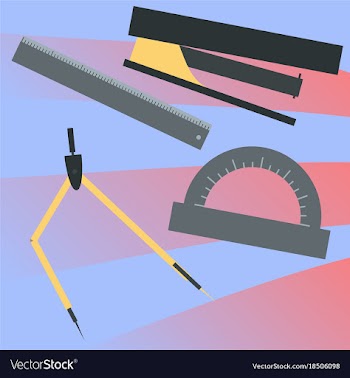 Workplace desk ruler compass stapler top angle vector image