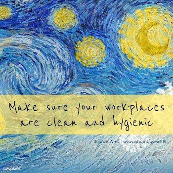 Workplace hygiene message and Van Gogh's The Starry Night coronavi.. | Free  vector - 2319811