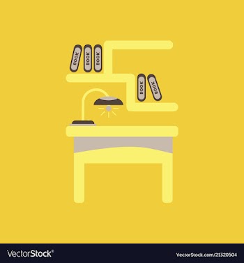 Workplace in office cabinet with workspace with vector image