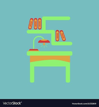 Workplace in office cabinet with workspace with vector image