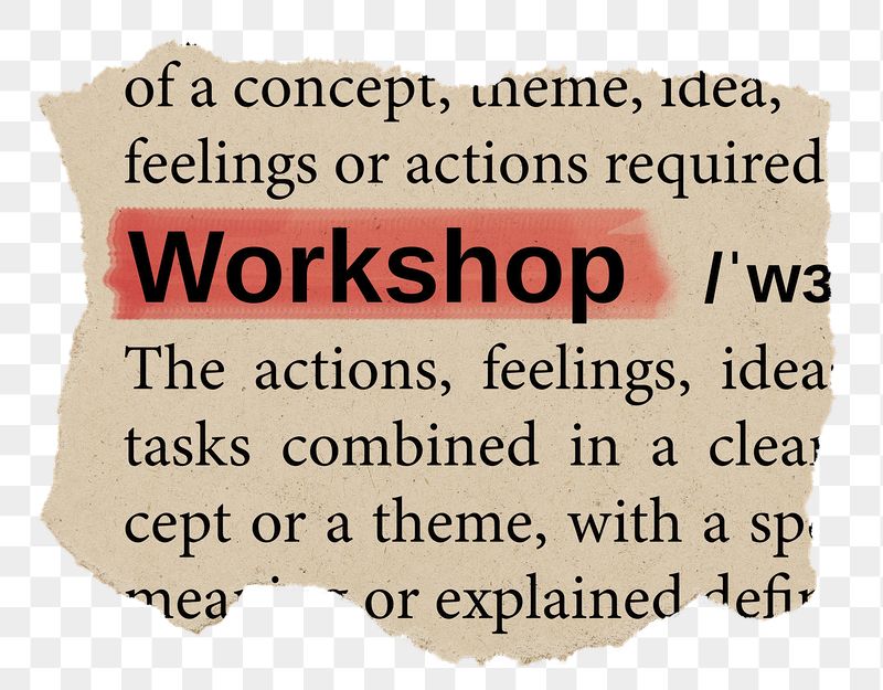 Workshop png word sticker, torn | Free PNG - rawpixel
