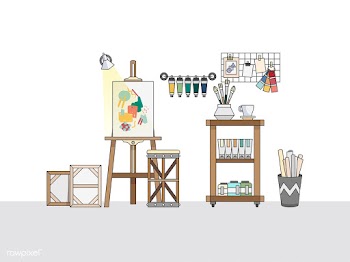Workspace of an artistic painter | Free stock vector - 399499