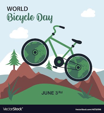 world bicycle day- cycle on hill top landscape