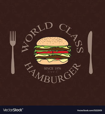 World class burger label stamp banner design vector image