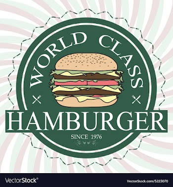World class hamburger label stamp banner design vector image