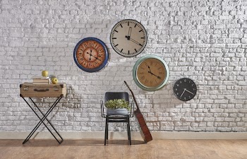 world clock modern brick walls and interior concept