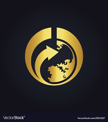  					World earth arrow gold logo vector image														