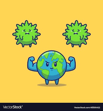 world fighting corona virus cartoon