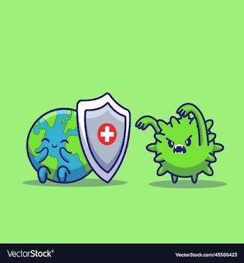 world fighting corona virus cartoon