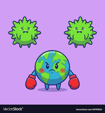 world fighting virus cartoon