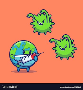 world inject corona virus cartoon