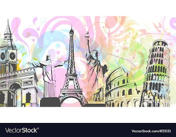  					World landmark buildings vector image														