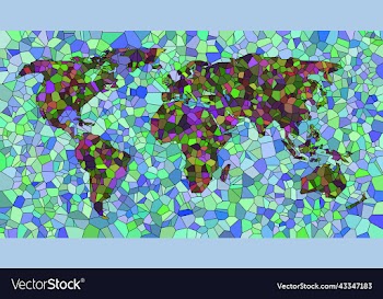 world map colorful mosaic art