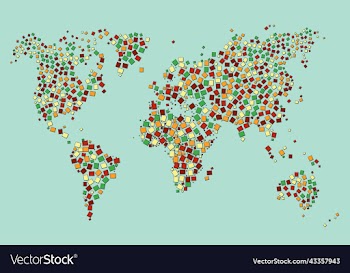 world map colorful mosaic art