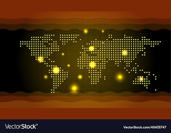 world map created by yellow dots on a grid