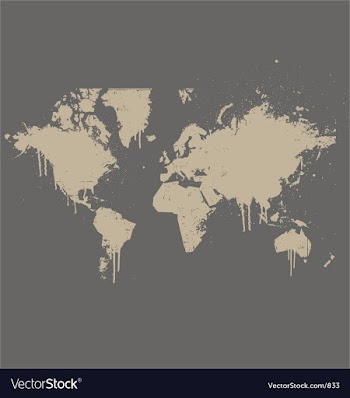 World map grunge spray version vector image