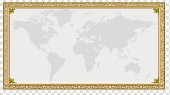 World map, Paper Pattern, Gold frame transparent background PNG clipart