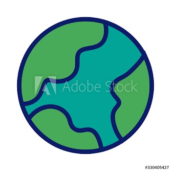 world planet earth line and fill style icon