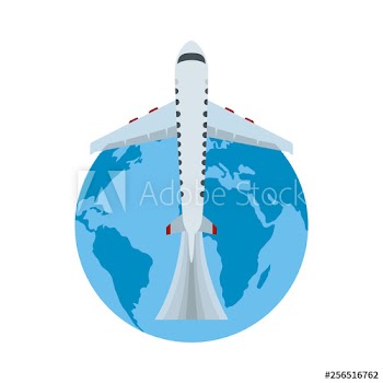 world planet earth with airplane