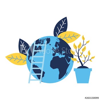 world plant and stairs
