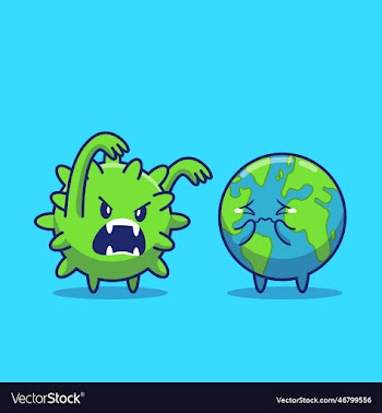 world scare with virus cartoon
