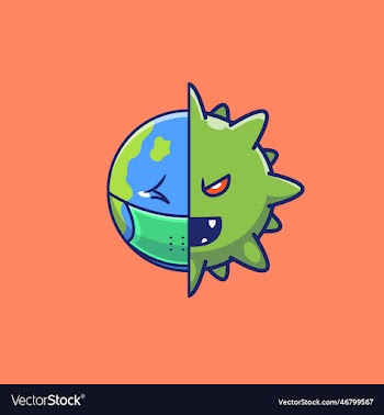 world scare with virus cartoon