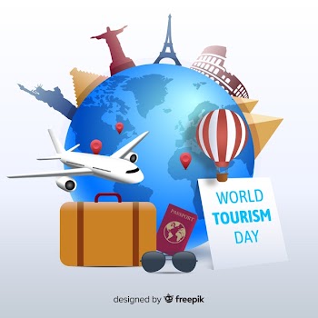 World tourism day with flat design Free Vector