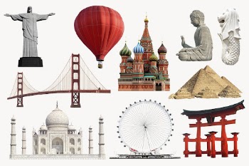 World tourist attractions sticker, architecture | Free Photo - rawpixel