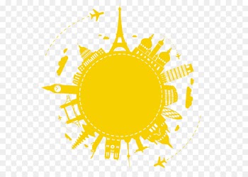 World Travel Silhouette Illustration - Buildings around the globe 