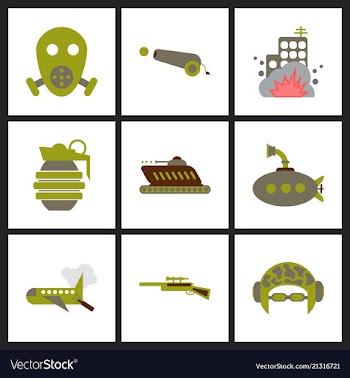 World war line icons minimal pictogram design vector image