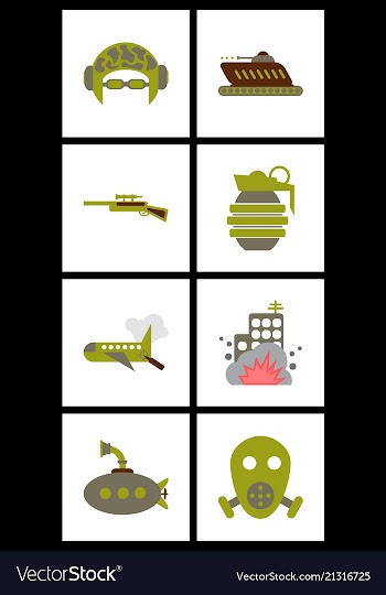 World war line icons minimal pictogram design vector image