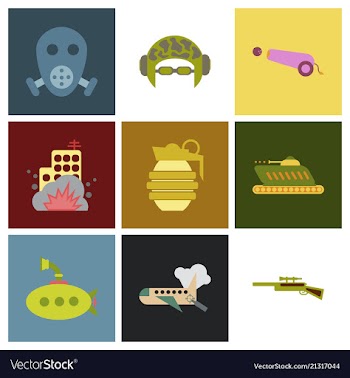 World war line icons minimal pictogram design vector image