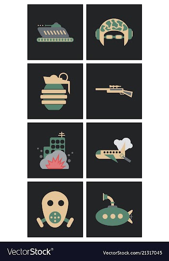 World war line icons minimal pictogram design vector image