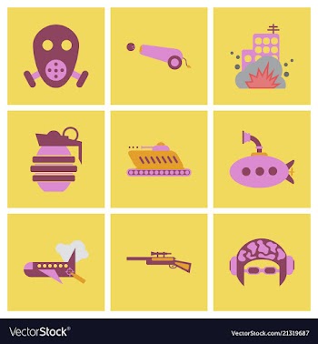 World war line icons minimal pictogram design vector image