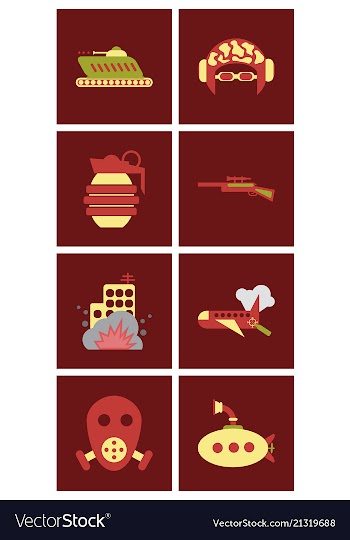 World war line icons minimal pictogram design vector image