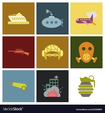 World war line icons minimal pictogram design vector image