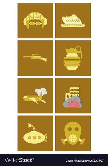 World war line icons minimal pictogram design vector image