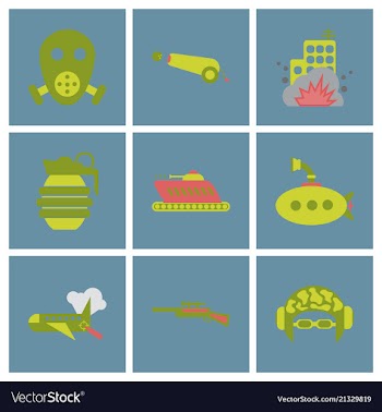 World war line icons minimal pictogram design vector image