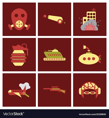 World war line icons minimal pictogram design vector image