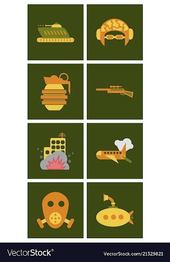 World war line icons minimal pictogram design vector image