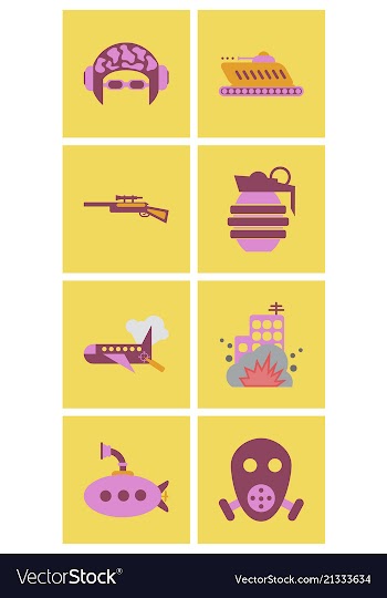 World war line icons minimal pictogram design vector image